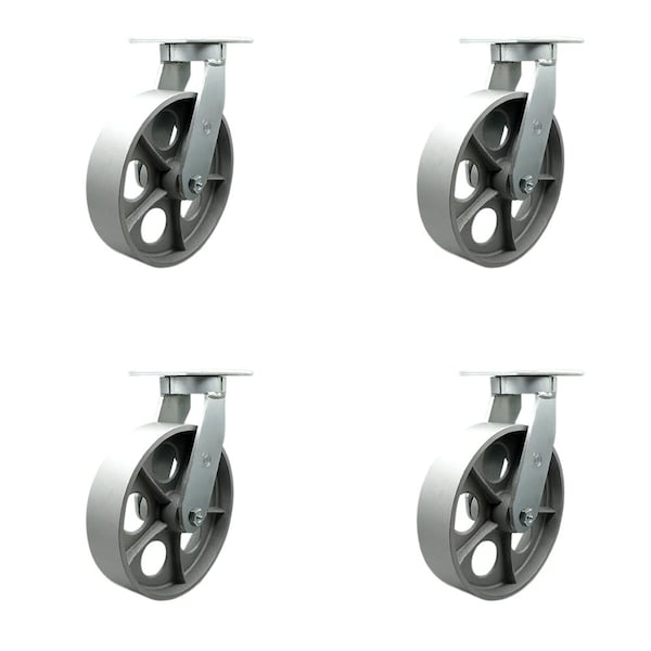 10'' Heavy Duty Semi Steel Cast Iron Caster Set with Swivel Locks , 4PK